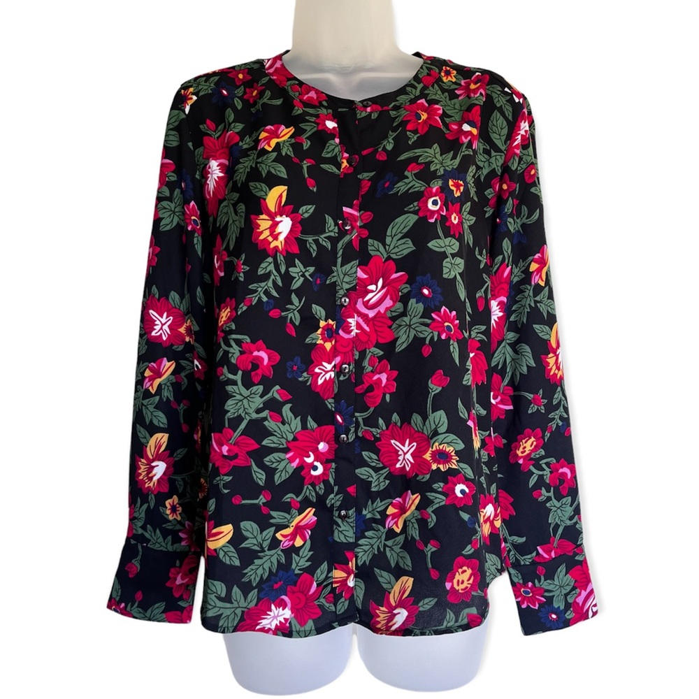 Walter Baker Floral Blouse Button Down Long Sleeve Top Size XS